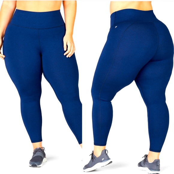 Fabletics Pants - Fabletics Plus Size 3X High Waisted Heatherknit Blue 7/8ths Leggings